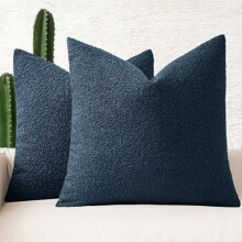 Bouclé kussenslopen marineblauw 18x18 inch, set van 2