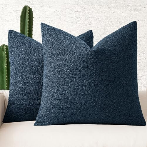 Fodere per cuscini in bouclé blu navy, set da 2 pezzi, 45x45 cm
