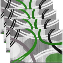 Linen Placemats Set of 4 – 18x12 Inch Geometric Stripe