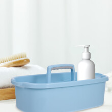 Hemelsblauwe plastic opbergdoos voor schoonmaakspullen – draagbaar, voor badkamer, studentenkamer, kantoor en doucheruimte; compatibel met