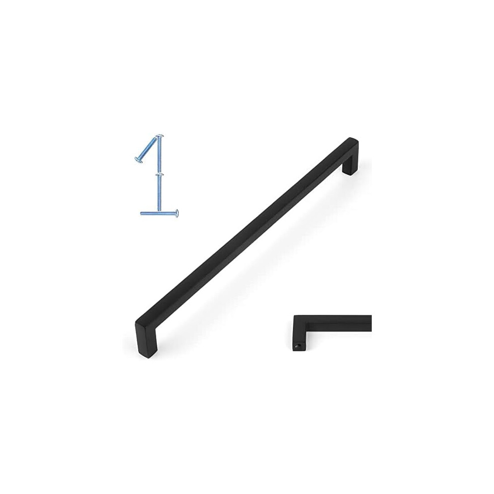 Solid Square Bar Cabinet Handle Â Black, 7.6" (192Mm) Center-To-Center, Compatible With Standard Cabinets & Drawers 9181073231261
