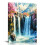 Quadro decorativo em tela com estampa de cachoeira, flores e árvores, 30x40cm (12x16 polegadas) 1