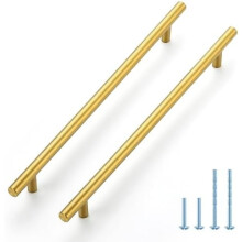 Lot de 20 poignées de meuble de 31,75 cm (12,5 po), entraxe de 256 mm (10 po), laiton brossé et acier inoxydable, compatibles avec les meubles
