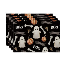 MOQIN Halloween alátét szett, 4 db, 30x45 cm, denevér és koponya