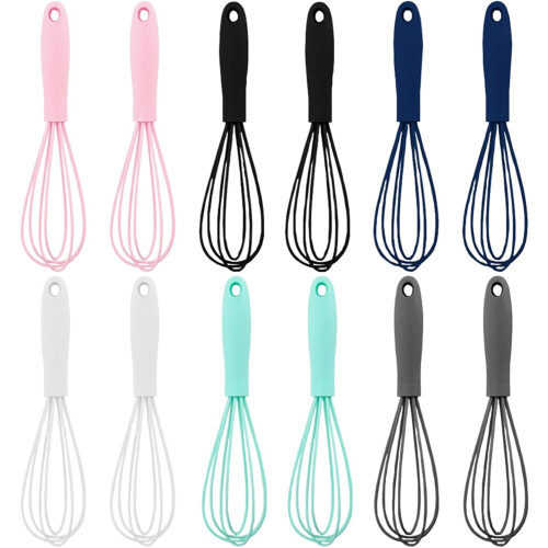 12-Pack Silicone Whisks with Ergonomic Handles
