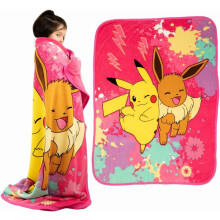 Couverture de lit enfant Pokémon Anime Pikachu et Eevee en microfibre ultra douce, 117 cm x 152 cm (Produit sous licence officielle) par