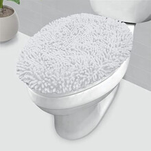 Chenille mikrofiber toiletlågbetræk hvidt 45x51 cm