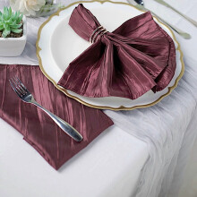 5 Pieces 20" x 20" Burgundy Crinkle Accordion Taffeta Table Napkins
