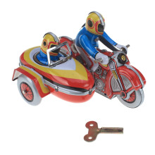 VINTAGE TIN TOY WIND UP CLOCKWORK Motorcycle MOTOR BIKE & SIDE CAR Collectable