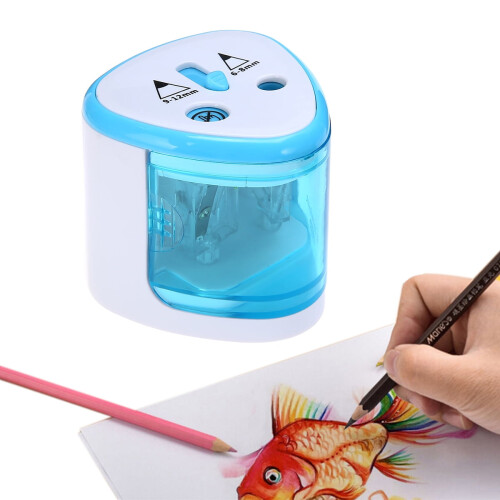 Electric Pencil Sharpener Dual Hole Automatic Pencil Sharpener for Students(Random Color) 1