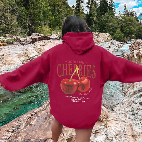 Damen-Sweatshirt mit Kirschmotiv, Kapuzenpullover 1
