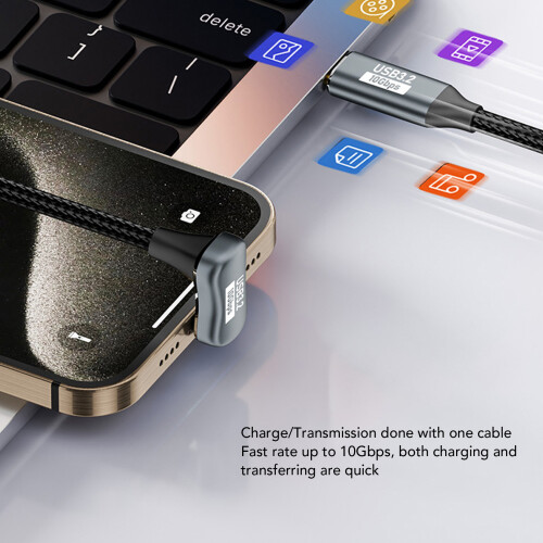 U-förmiges USB-C Gen2 Kabel 10 Gbit/s 100 W 300 cm Silber 2