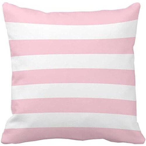 Housse de coussin à rayures roses et blanches 30 x 50 cm 2