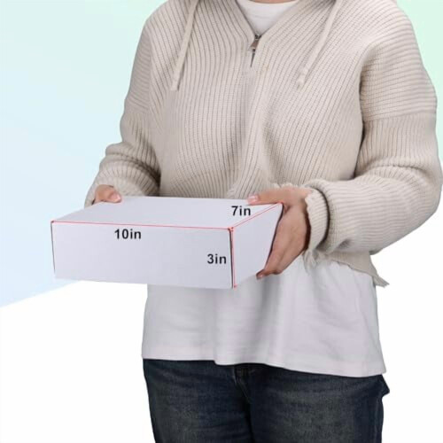 Pacote com 25 caixas de papelão ondulado branco de 10x7x3 polegadas para envio de correspondências e embalagens. 2