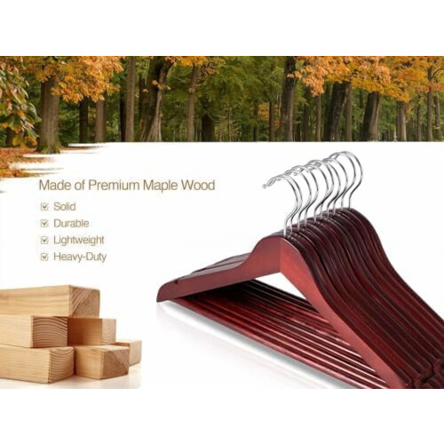 Kleiderbügel aus Holz, 20er-Packung mit Hosenstange 2