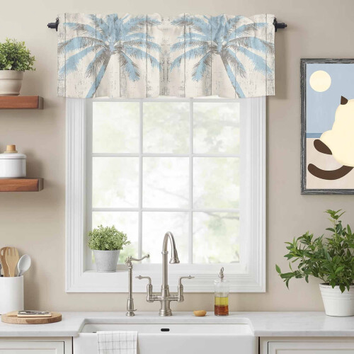 Βολάντσα Summer Beach Blue Coconut Tree, 60x18in, με θήκη για ράβδους, συμβατή με αγροικία, κουζίνα, 1