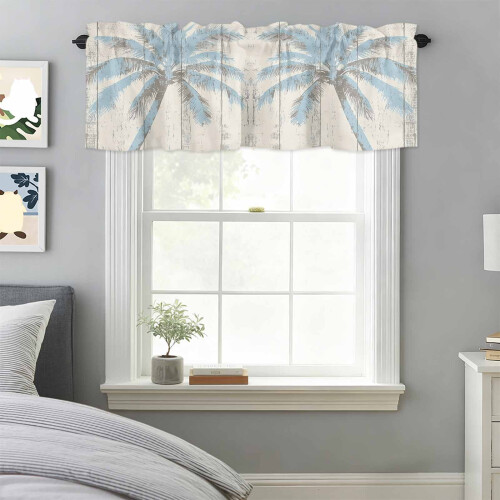 Βολάντσα Summer Beach Blue Coconut Tree, 60x18in, με θήκη για ράβδους, συμβατή με αγροικία, κουζίνα, 2