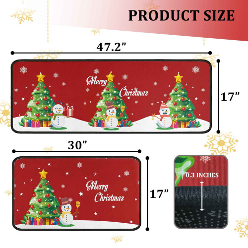 Christmas Kitchen Rug Set – Snowman Design, 2 Pieces 1