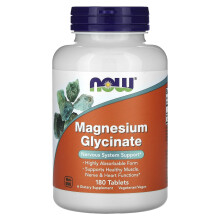 NOW Magnesium Glycinate 200mg - High Absorption Form - 180 Veg Tablets