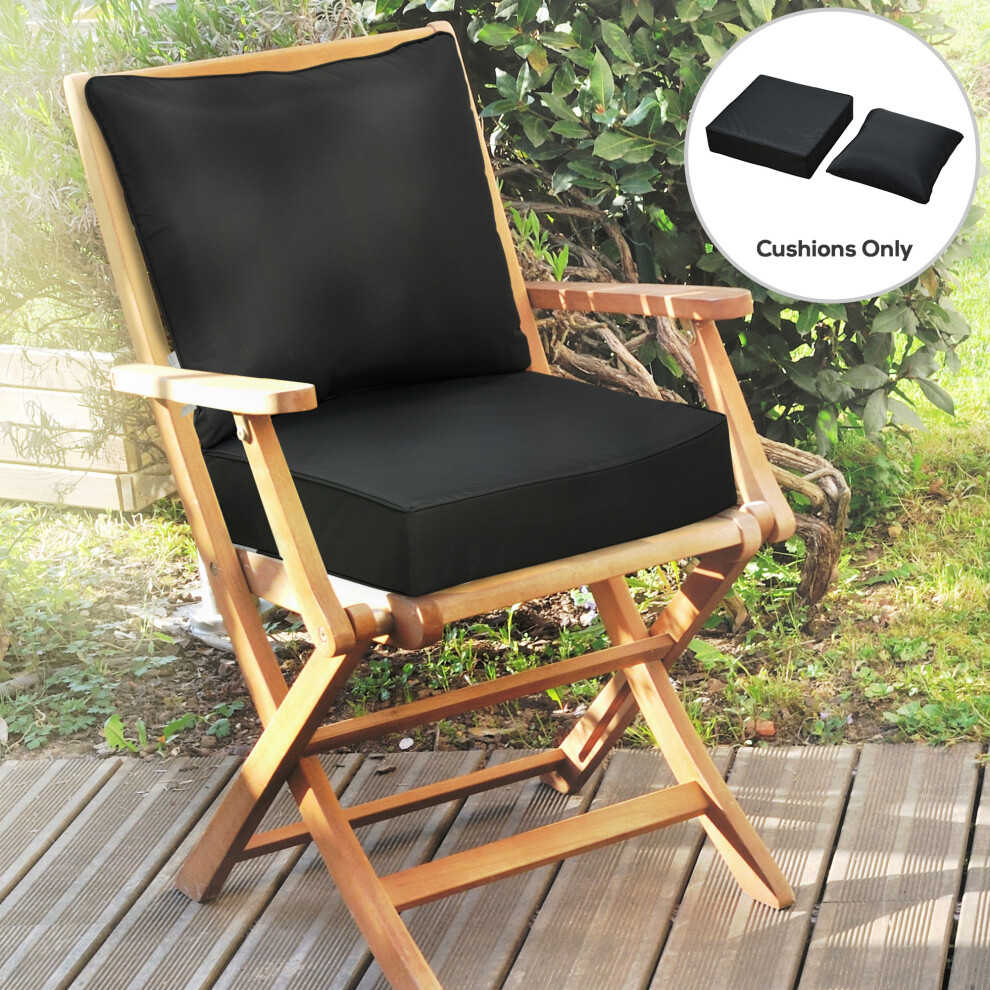 Outsunny Outdoor Seat And Back Cushion Set, Deep Seating Chair Cushion, Black