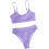 Conjunto de biquíni feminino da moda, cor sólida, com bojo push-up, para praia. 3