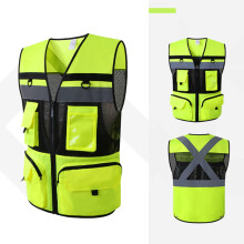 Reflective Mesh Safety Vest, Breathable & Zippered with Pockets, M Size, Fluorescent Visibility – Compatible with OSHA Standards