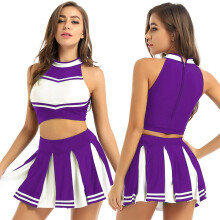 Riforla Damen Cheerleading Rollenspiel Cheerleading Kurzer Rock Set Lila M