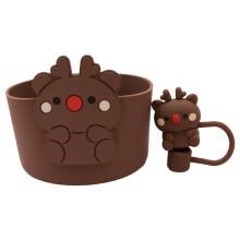 Holiday Cup Accessories Set - Non-Slip Silicone Sleeve with Christmas Theme for Cafes