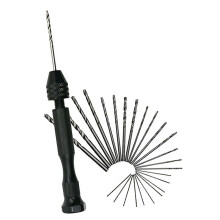 Kit de 26 piezas de portabrocas manual de boca simple con brocas de 25x0,5–3,0 mm para reparación de joyería y relojes (negro)
