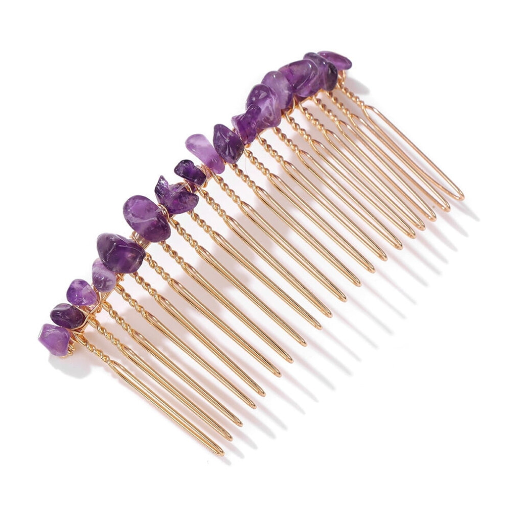 Women's decorative side comb with raw crystals