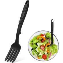 Fourchette flexible en silicone 10 en 1, 28 cm, résistante à la chaleur et compatible lave-vaisselle, pour mélanger, écraser et fouetter – Noire