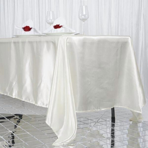 Toalha de mesa retangular de cetim BalsaCircle marfim72x120 polegadas 1