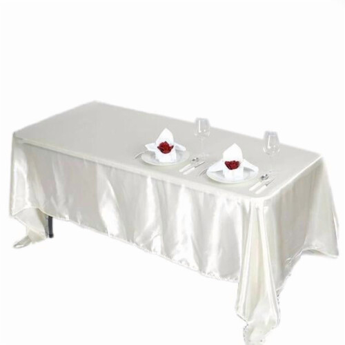 Toalha de mesa retangular de cetim BalsaCircle 72x120 polegadas, cor marfim 2