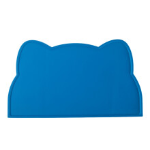 Dog Food Mat Cat Face Design Silicone Pet Feeding Placemat with Raised Edge Pet Bowl Mat for Dogs Cats