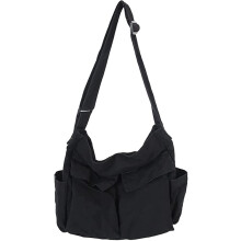 Plátenná taška cez rameno, veľká hobo crossbody taška s viacerými vreckami, ležérna taška cez rameno pre ženy aj mužov