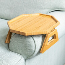 Mesa auxiliar con clip para sofás anchos, mesa de TV portátil y mesa auxiliar para espacios pequeños: mesa con brazo estable para comer/beber.