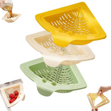 Magnetic Suction Corner Sink Strainer – Punch-Free Triangular Waste Basket with Twist-Open Bottom, Compatible with Most Sinks
