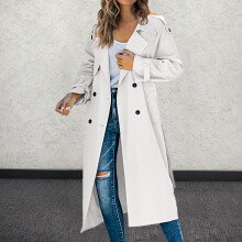 Dame Mellemlang Casual Alsidig Trenchcoat Dame Casual Jakker Hvid XL