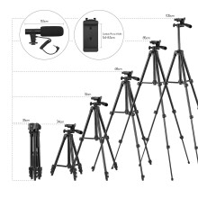Adjustable Tripod Phone Vlog Kit w/ Holder, Cold Shoe Mic, LED Light & Remote Shutter – Compatible with iPhone/Android