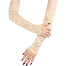 1Paris Manicotti da donna in pizzo, guanti eleganti da tè lunghi 38 cm, guanti lunghi fino al gomito da donna