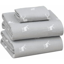 Flanellbettwäsche Twin XL – 100 % Baumwolle, doppelt gebürstet, 40 cm tiefe Taschen, 3-teiliges Set, Hirschmotiv