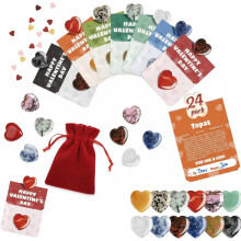 Lot de 24 cartes de Saint-Valentin pré-remplies avec des pierres précieuses en forme de cœur, cadeaux sans bonbons pour la classe, pour enfants et