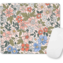 Alfombrilla de ratón con estampado floral de polillas – Diseño bohemio de hojas verdes, tela lavable, base de goma antideslizante, compatible con