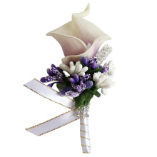 3 broches de cala comunes, realistas, de piel sintética, con flores artificiales, ideales para novios, padrinos de boda, ramilletes y fiestas