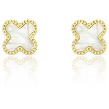 18K vergulde klaveroorstekers, modieuze en persoonlijke sieraden voor vrouwen (wit)