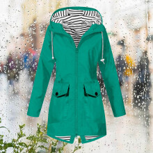 Veste de pluie imperméable à capuche pour femme, idéale pour la course à pied, le vélo et les voyages – Coupe-vent, coupe ample et poches