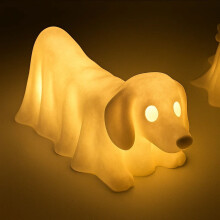Halloween binnenverlichting: Gloeiende spookhondlamp, geschikt voor hondenliefhebbers en als spookhuisdier-nachtlampje.