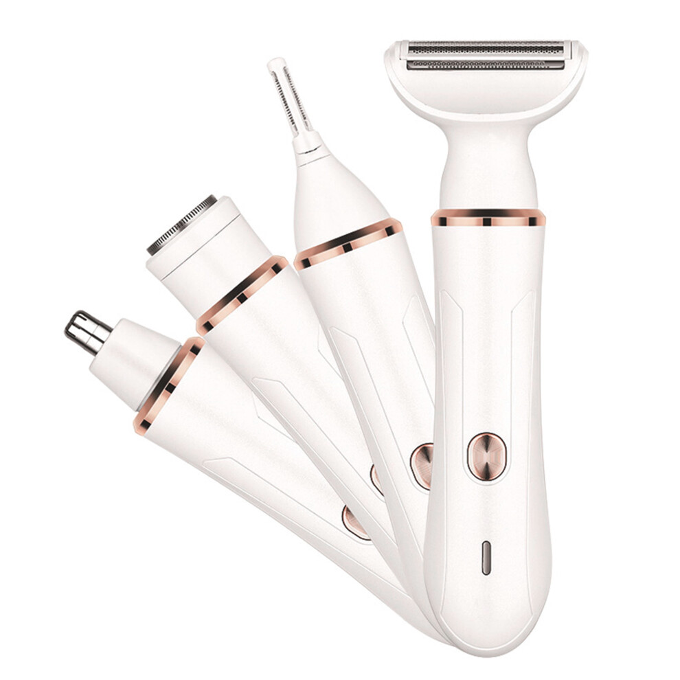 White 4 In 1 Multifunctional Electric Eyebrow Trimmer,Detachable Face Trimmer,Hair Trimmer For Armpit,Face,Bikini Area,Lip,Leg,Arm