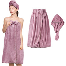 Peignoir de bain ajustable pour femme, robe enveloppante douce avec serviette pour les cheveux pour la douche, super absorbante et à séchage rapide