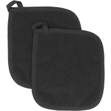 Lot de 2 maniques en tissu éponge de coton noir, dessous de plat pour la cuisine